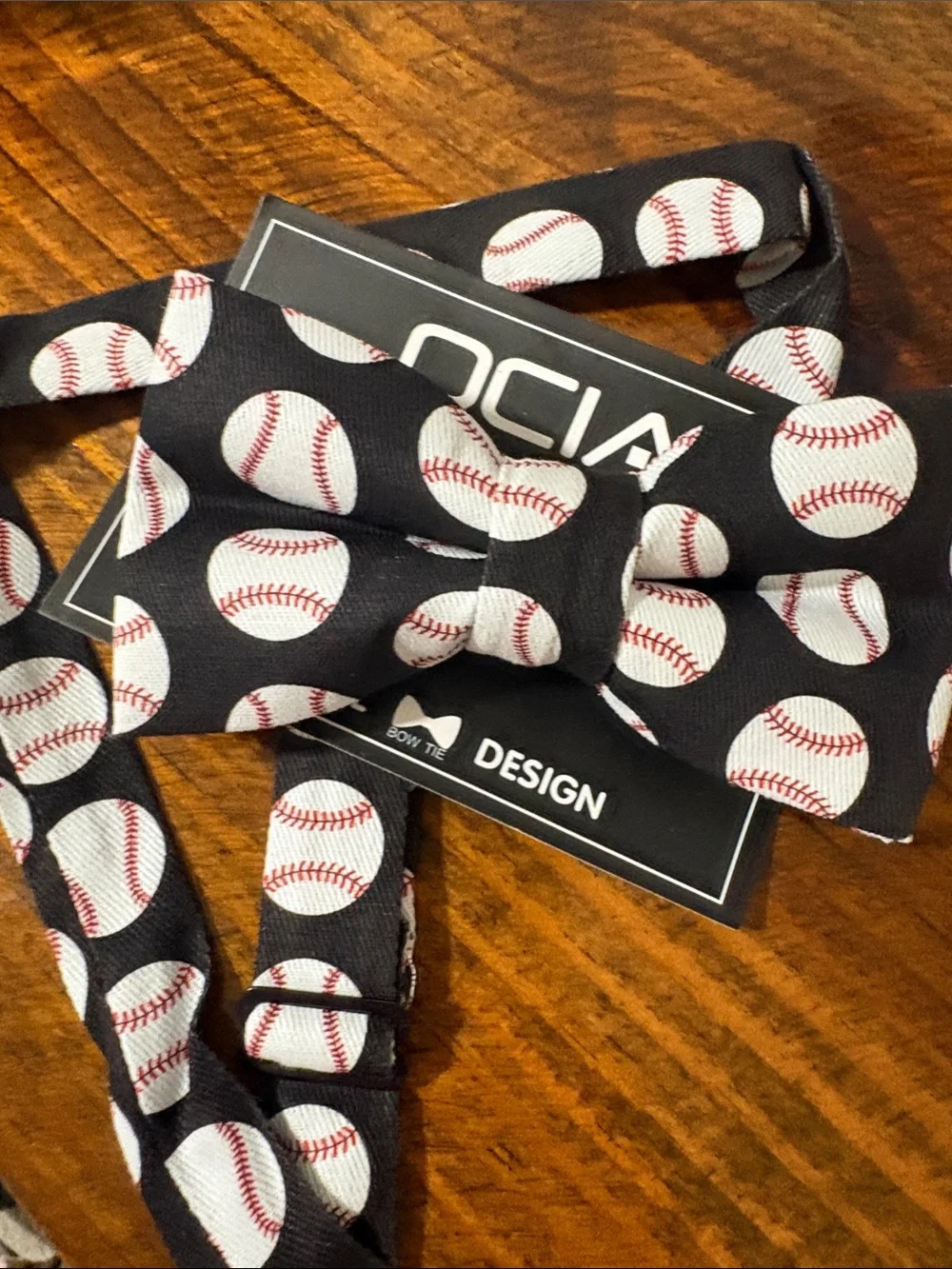 Youth/Kids Black Baseball Print Bow Tie (NWT)